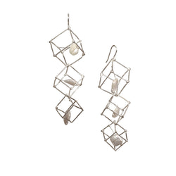 Cube & Pearl Earrings