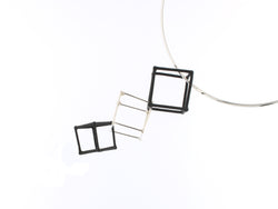 CUBE - BLACK & WHITE - BW017 3 Cube pendants BLACK/SILVER/BLACK