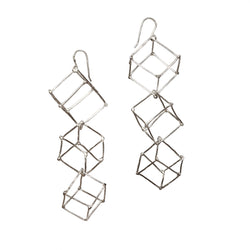 CUBE - SILVER - CU003 3 Cube Earrings