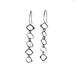 ECLIPSE SG Five Square earrings - Black, White, and Gold
