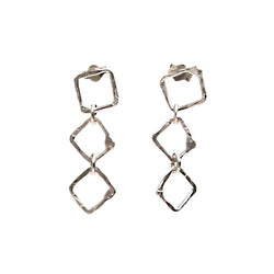 ECLIPSE SG Triple Square earrings - Black, White, and Gold
