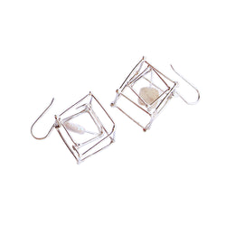 Cube & Pearl Earrings