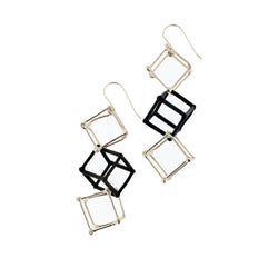 CUBE - WHITE & BLACK - WB003 3 Cube Earrings